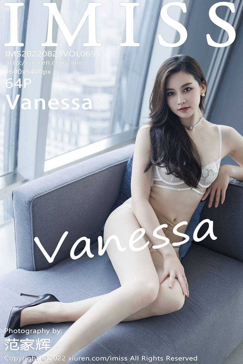 [IMiss爱蜜社] Vol.694 气质美女Vanessa淡橙色上衣配短裙半脱露蕾丝内衣诱惑写真