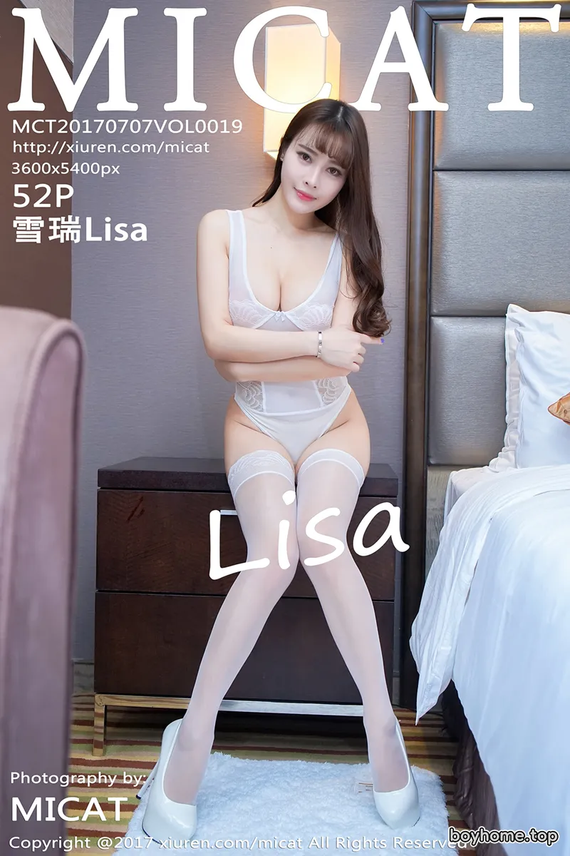 [MICAT猫萌榜] Vol.019 嫩模雪瑞Lisa白色高叉连体内衣吊带白丝袜火辣诱惑写真