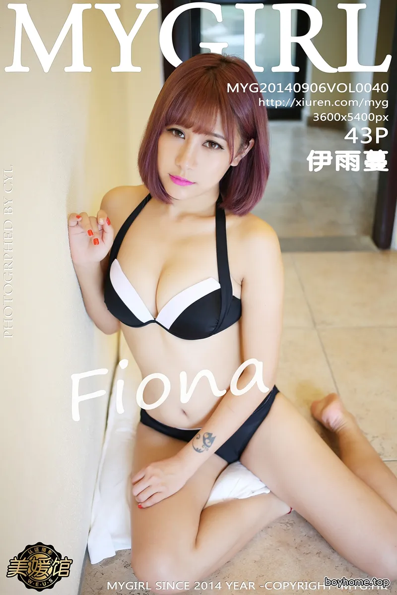 [MyGirl美媛馆] Vol.040 嫩模Fiona伊雨蔓泳池边性感黑色比基尼完美身材写真