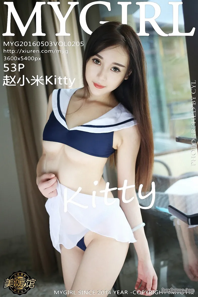 [MyGirl美媛馆] Vol.205 嫩模赵小米Kitty三亚旅拍第3套蓝色水手学生制服写真