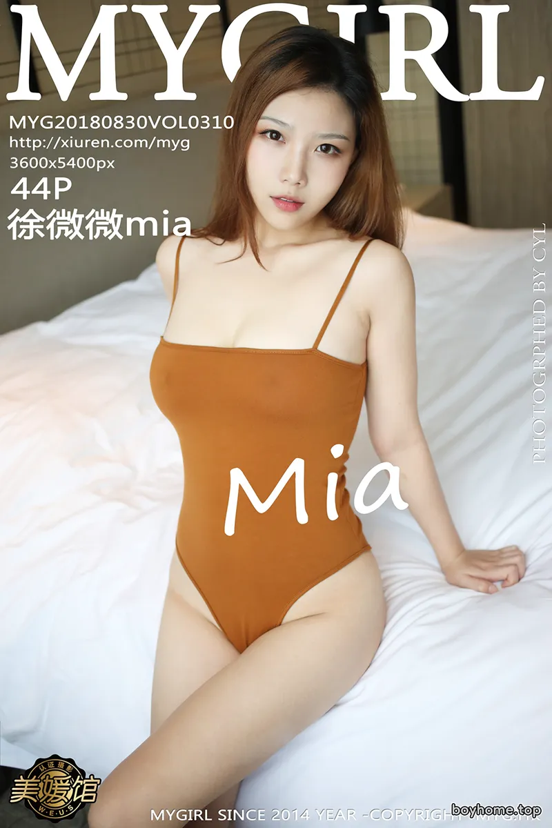 [MyGirl美媛馆] Vol.310 嫩模徐微微mia床上全裸上身露豪乳无内黑丝裤袜翘臀诱惑写真