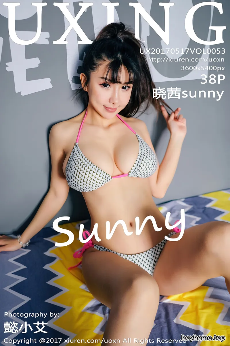 [UXING优星馆] Vol.053 巨乳嫩模晓茜sunny粉红薄纱性感内衣秀傲人巨乳诱惑写真