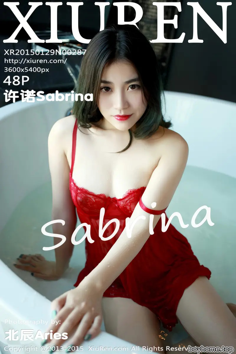 [XiuRen秀人网] No.287 秀人嫩模许诺Sabrina花色睡裙居家床上迷人性感写真