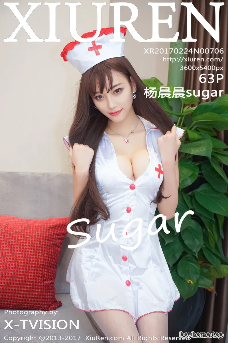 [XiuRen秀人网] No.706 甜美女神杨晨晨sugar粉红吊带连身裙秀雪嫩肌肤完美性感写真