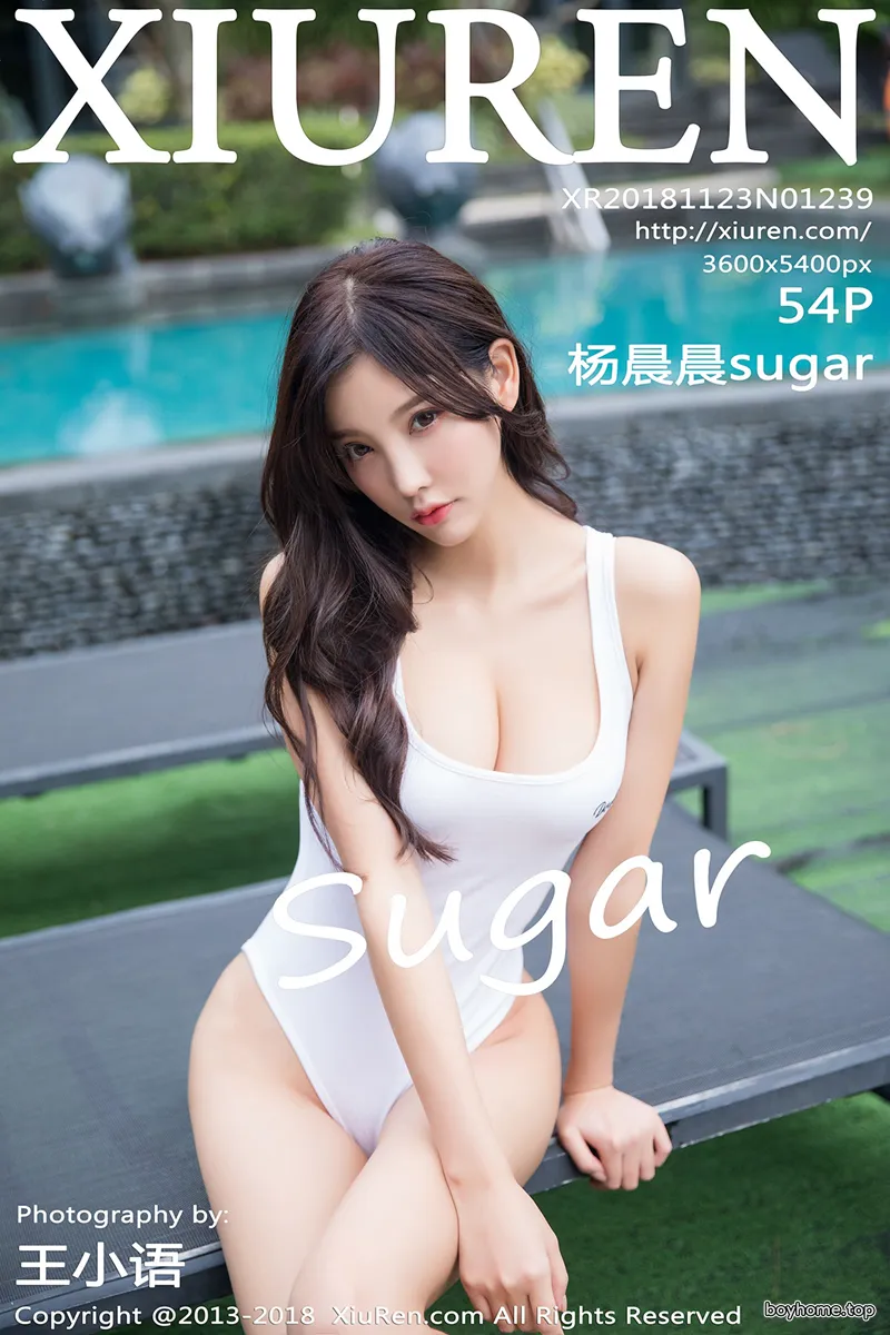 [XiuRen秀人网] No.1239 女神杨晨晨sugar泳池边白色连体比基尼秀完美身材性感写真