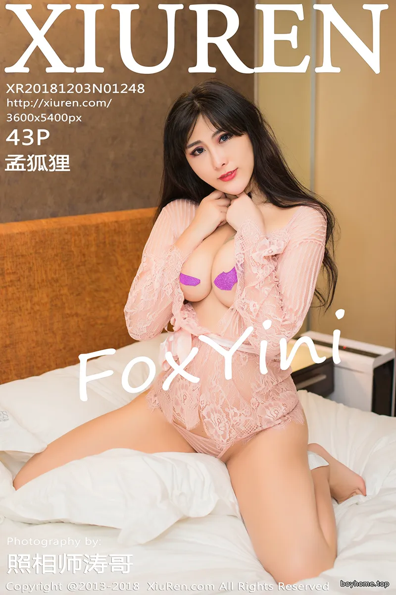 [XiuRen秀人网] No.1248 女神孟狐狸FoxYini黑色情趣薄纱+情趣内衣秀豪乳诱惑写真