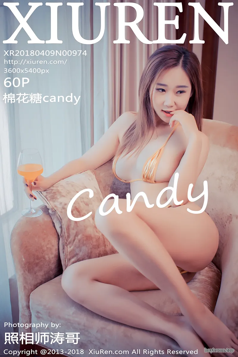 [XiuRen秀人网] No.974 嫩模棉花糖candy私房金黄三点式内衣秀完美身材爆乳诱惑写真