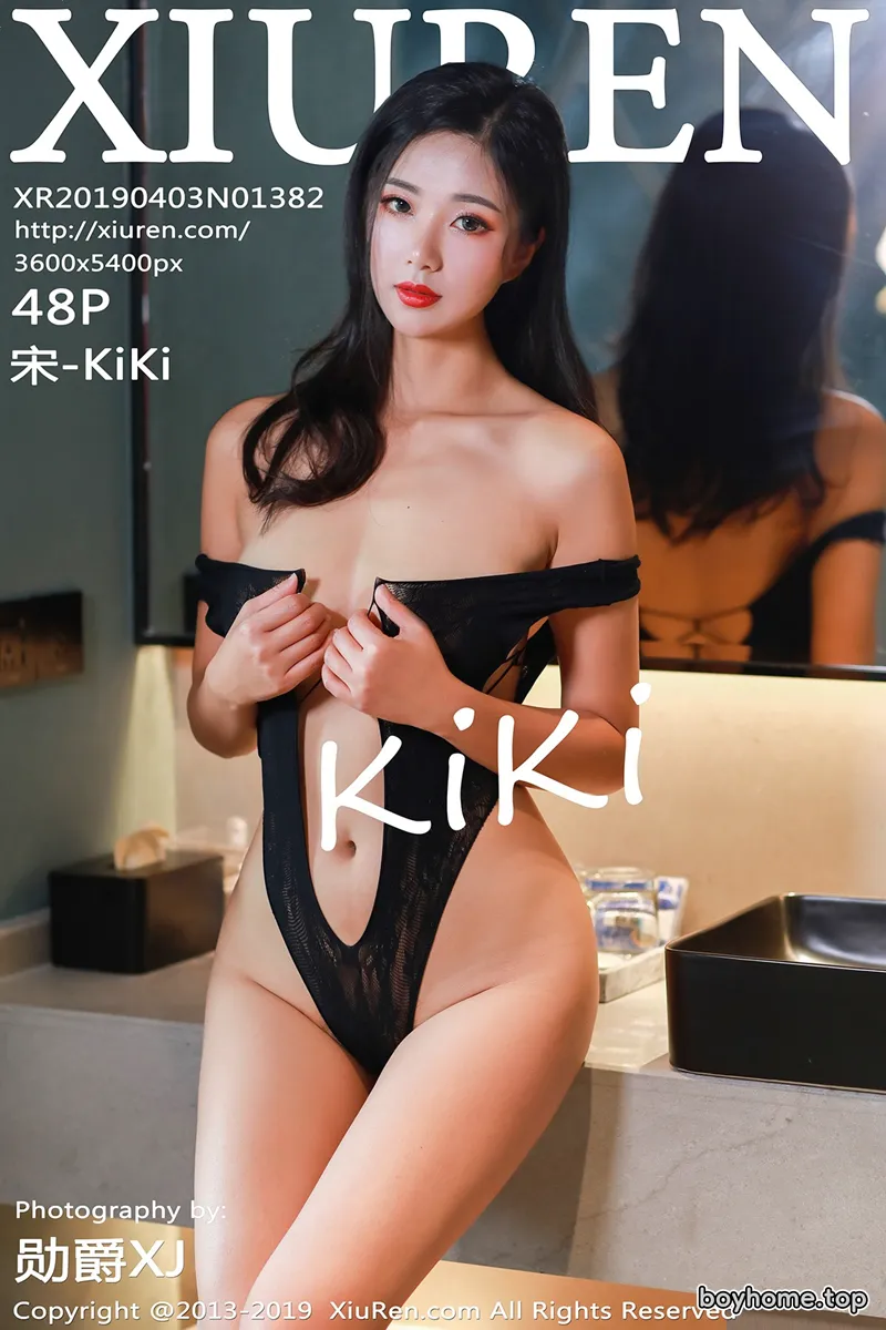 [XiuRen秀人网] No.1382 嫩模宋-KiKi私房黑色高叉连体内衣半脱露豪乳喷血诱惑写真