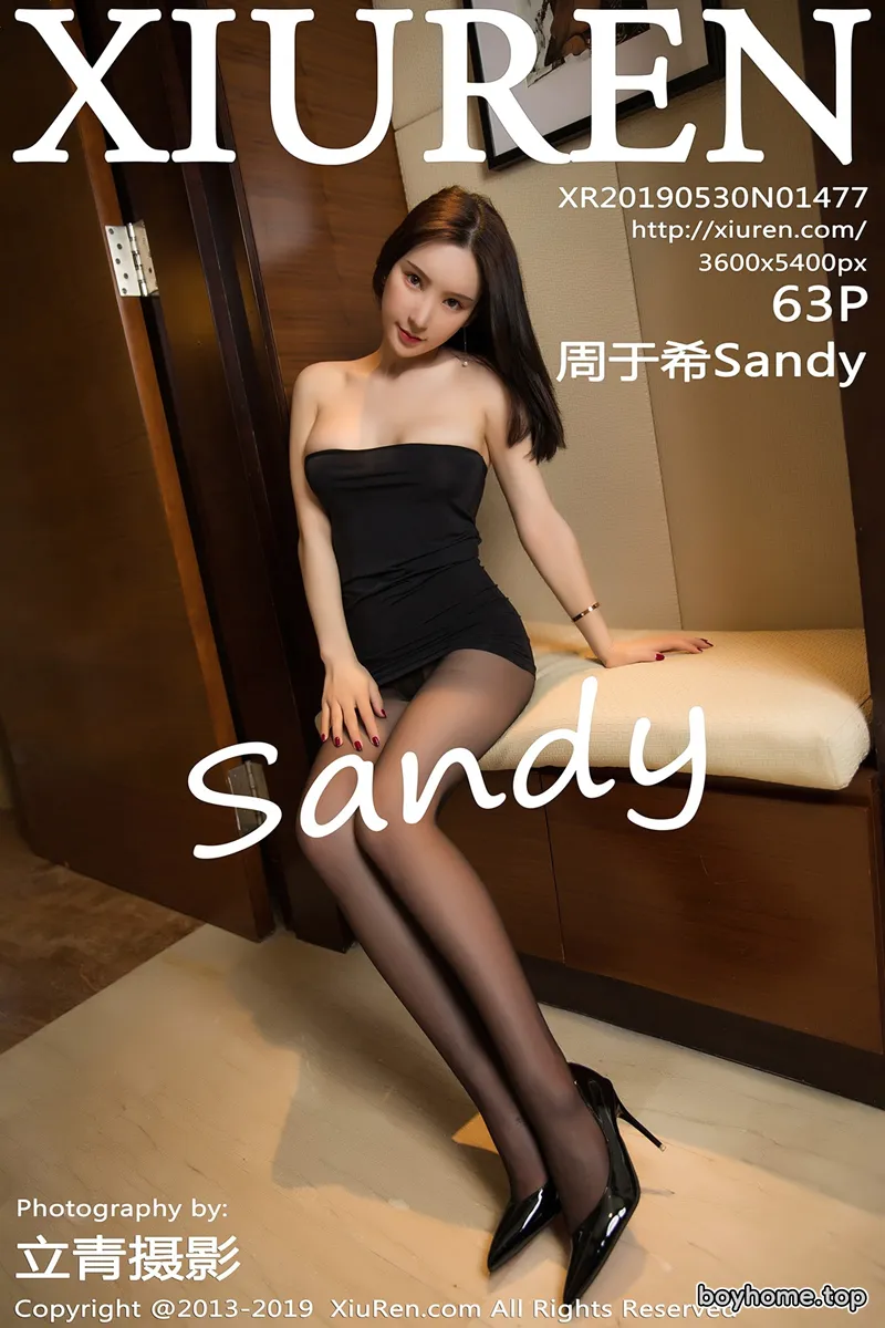 [XiuRen秀人网] No.1477 女神周于希Sandy黑色低胸连身裙配黑丝裤袜惹火诱惑写真