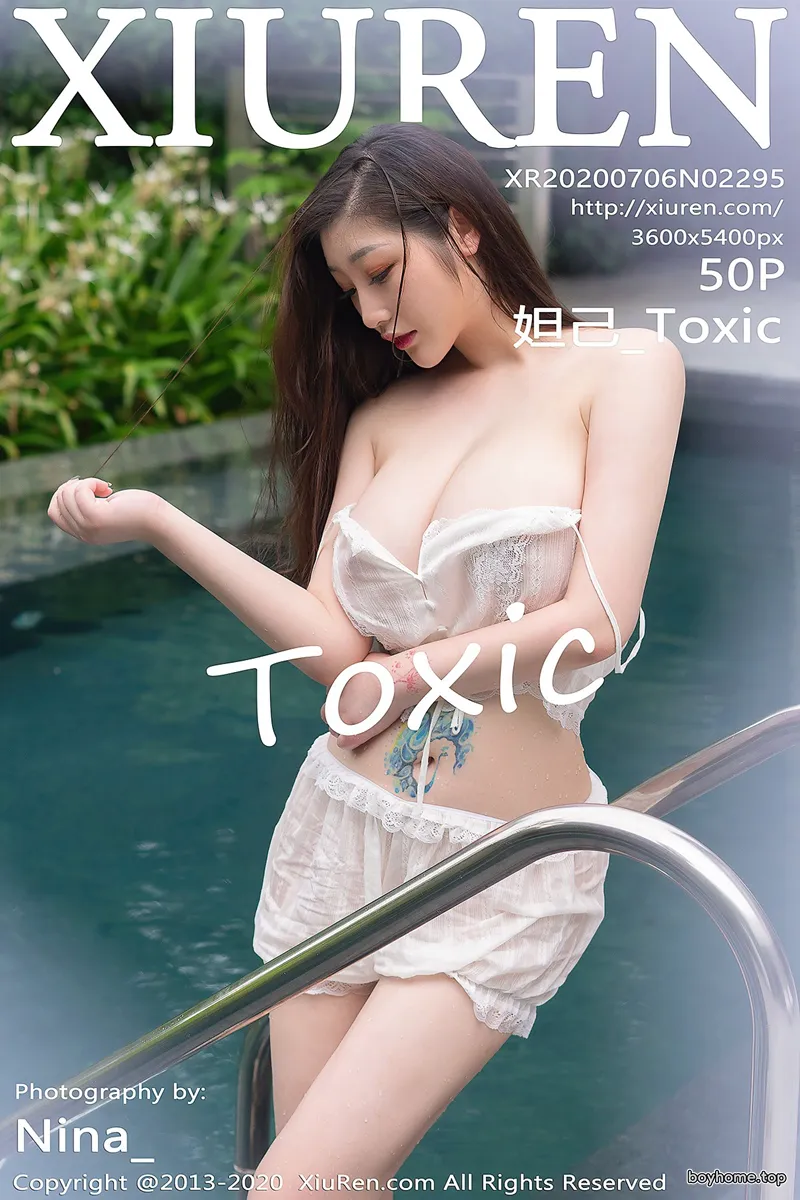 [XiuRen秀人网] No.2295 女神妲己_Toxic泳池白色薄纱湿身透视秀傲人豪乳喷血诱惑写真