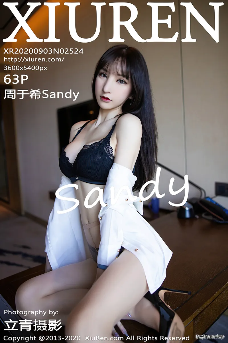 [XiuRen秀人网] No.2524 女神周于希Sandy私房性感黑色蕾丝内衣配开档肉丝裤袜诱惑写真