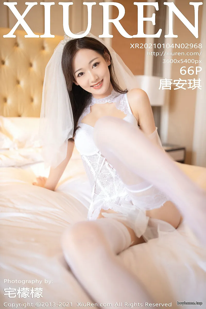 [XiuRen秀人网] NO.2968 嫩模唐安琪白色婚纱主题性感紧身内衣配吊带白丝袜完美诱惑写真