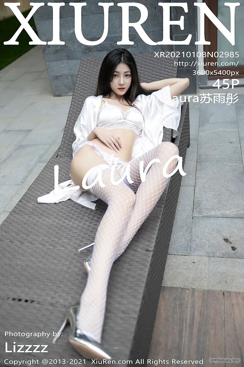 [XiuRen秀人网] NO.2985 嫩模Laura苏雨彤三亚旅拍泳池白色情趣内衣配白丝网袜诱惑写真