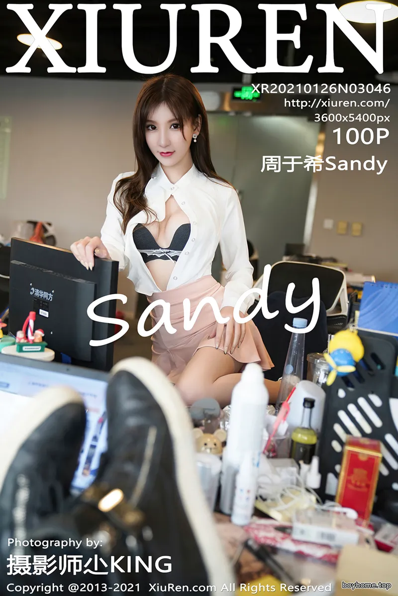 [XiuRen秀人网] NO.3046 女神周于希Sandy办公室前台主题粉色短裙下薄透肉丝诱惑写真