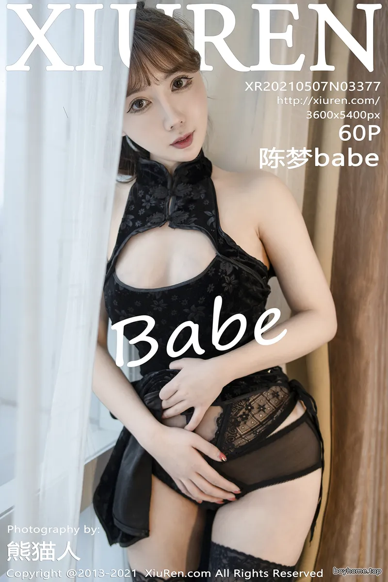 [XiuRen秀人网] NO.3377 嫩模陈梦babe私房黑色情趣内衣半脱秀豪乳翘臀完美诱惑写真