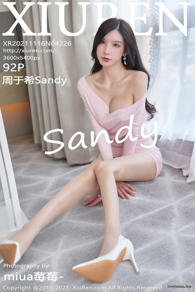 [XiuRen秀人网] NO.4226 女神周于希Sandy私房粉色连身裙配超薄肉丝露蕾丝内裤诱惑写真