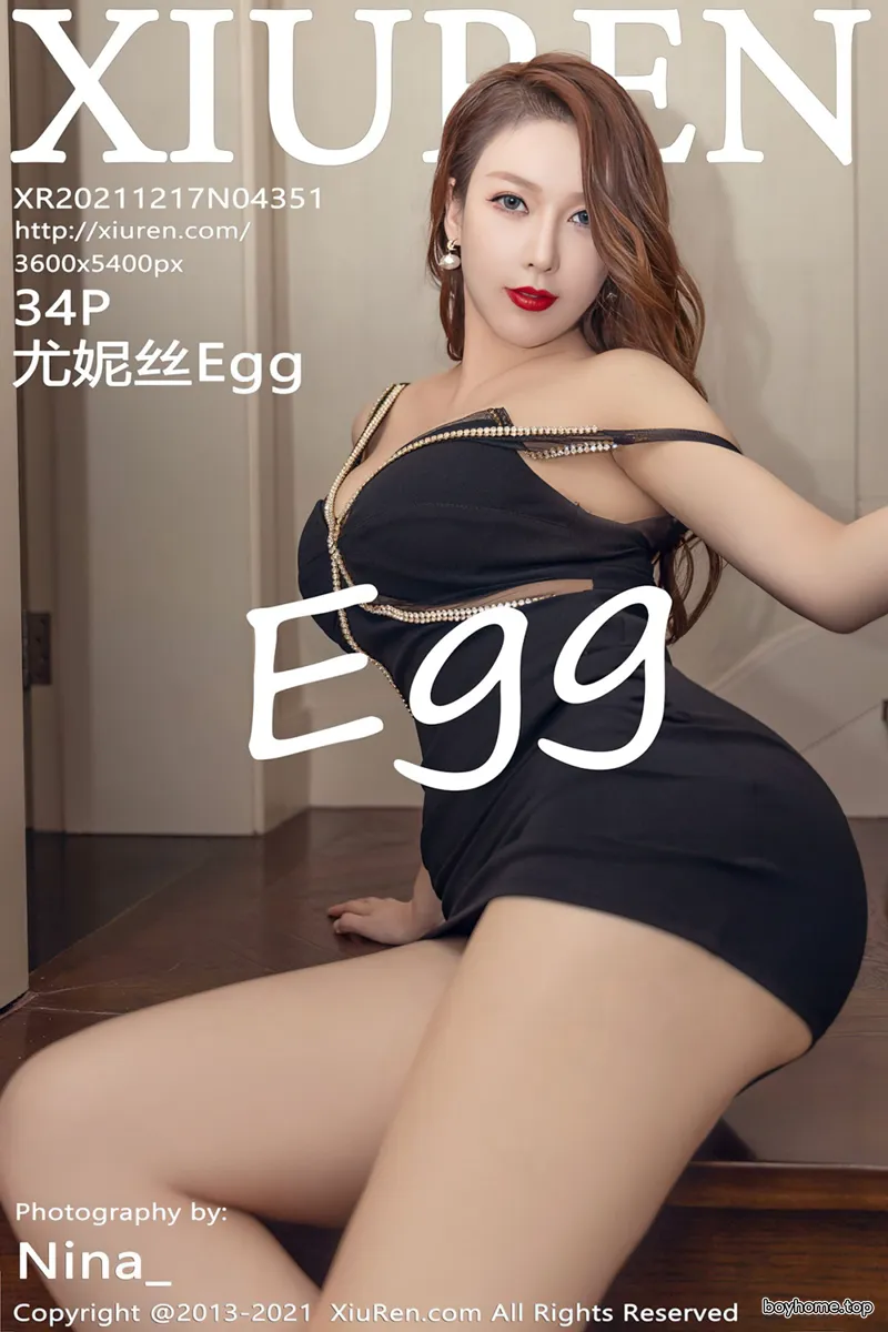 [XiuRen秀人网] NO.4351 女神Egg_尤妮丝私房黑色低胸服饰配情趣内裤秀丰乳肥臀诱惑写真