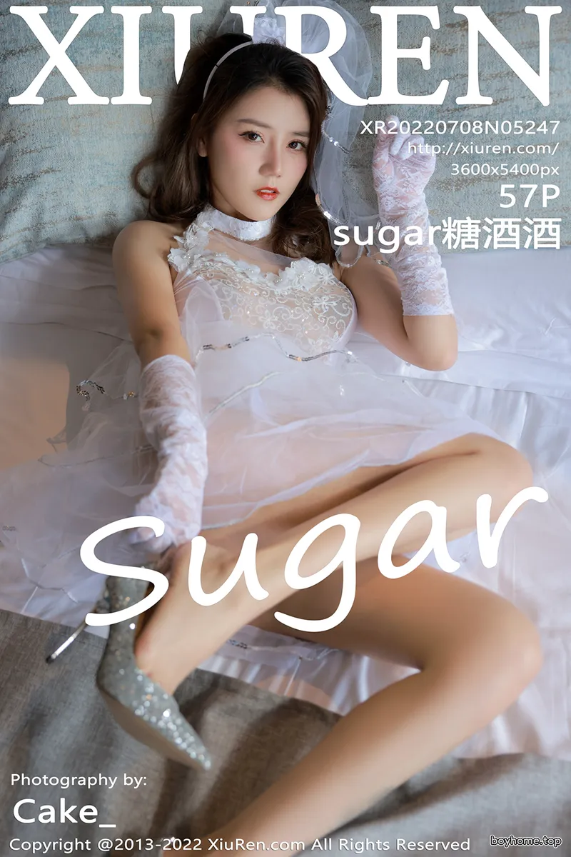 [XiuRen秀人网] No.5247 模特sugar糖酒酒澳门旅拍白色轻透婚纱露丁字裤秀翘臀诱惑写真