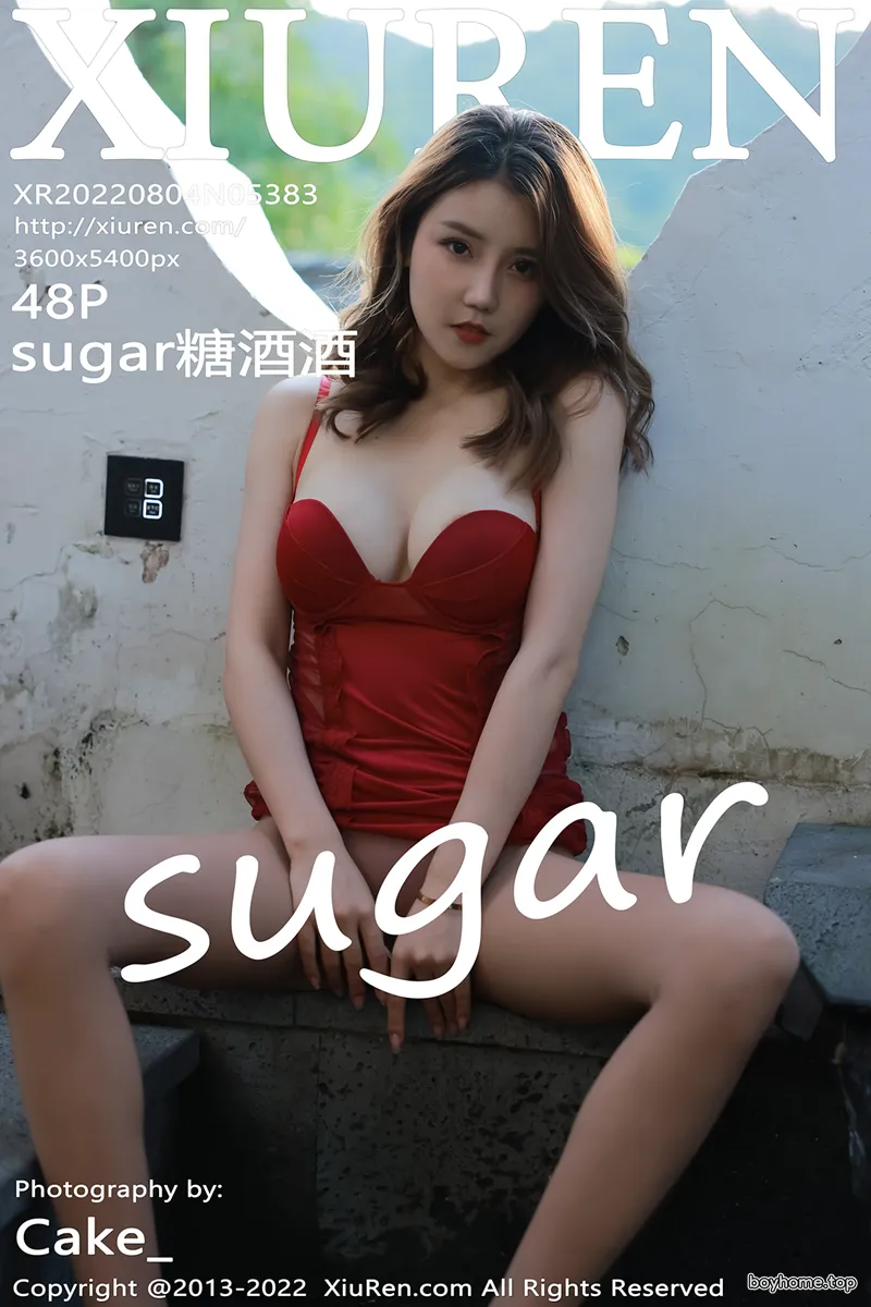 [XiuRen秀人网] No.5383 模特Sugar糖酒酒澳门旅拍泳池性感红色轻透内衣迷人诱惑写真