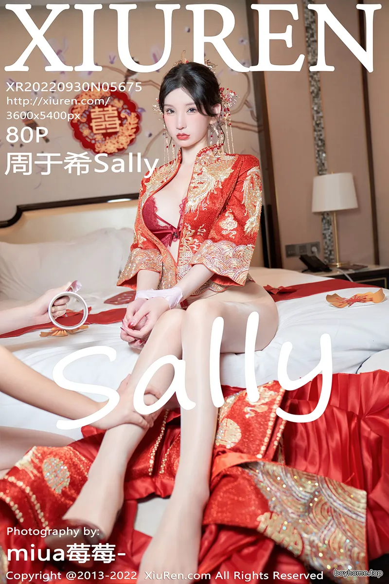 [XiuRen秀人网] No.5675 女神周于希Sally私房脱新娘装露红色蕾丝内衣超薄肉丝诱惑写真