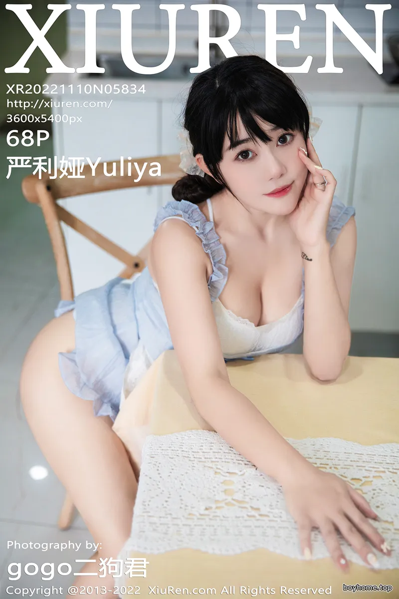 [XiuRen秀人网] No.5834 模特严利娅Yuliya私房性感浅蓝色女仆服饰秀翘臀美腿诱惑写真