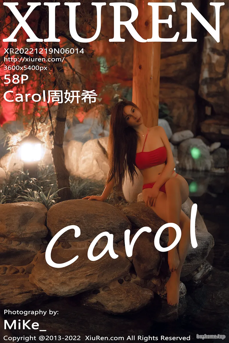 [XiuRen秀人网] No.6014 女神Carol周妍希温泉场景性感红色比基尼秀丰满身材诱惑写真