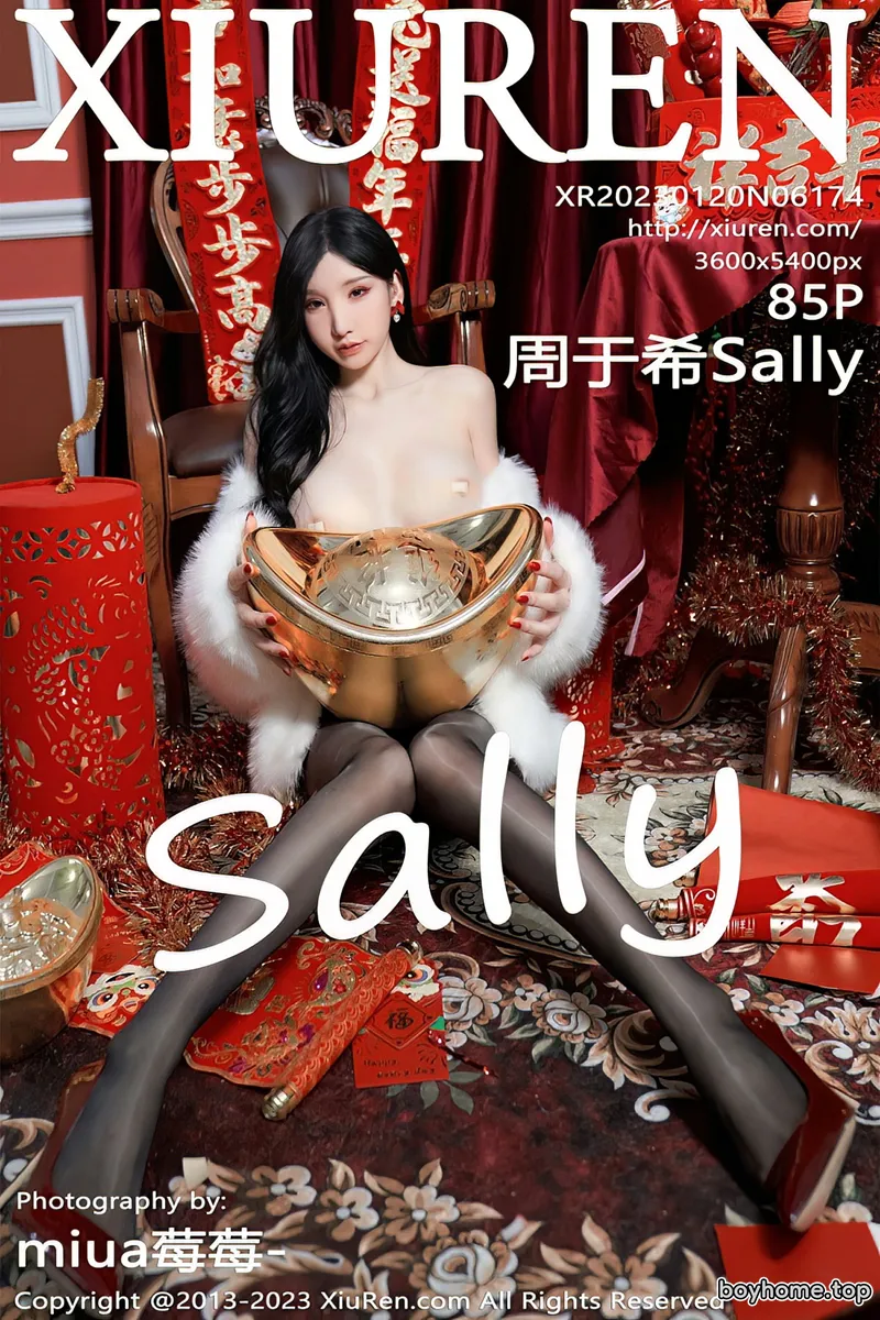 [XiuRen秀人网] No.6174 女神周于希Sally新春主题低胸服饰配超薄黑丝秀完美身材诱惑写真