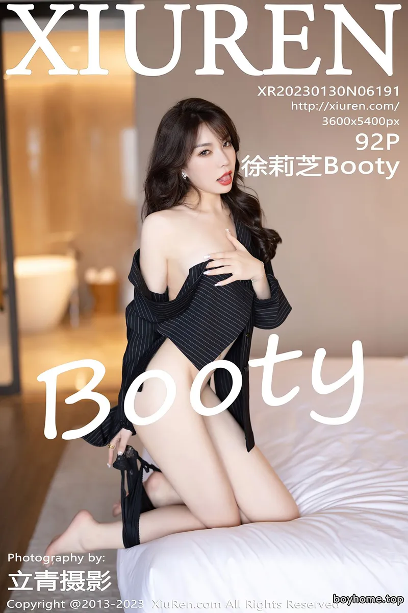 [XiuRen秀人网] No.6191 女神徐莉芝Booty黑色条纹上衣配圆点黑丝秀曼妙身姿诱惑写真