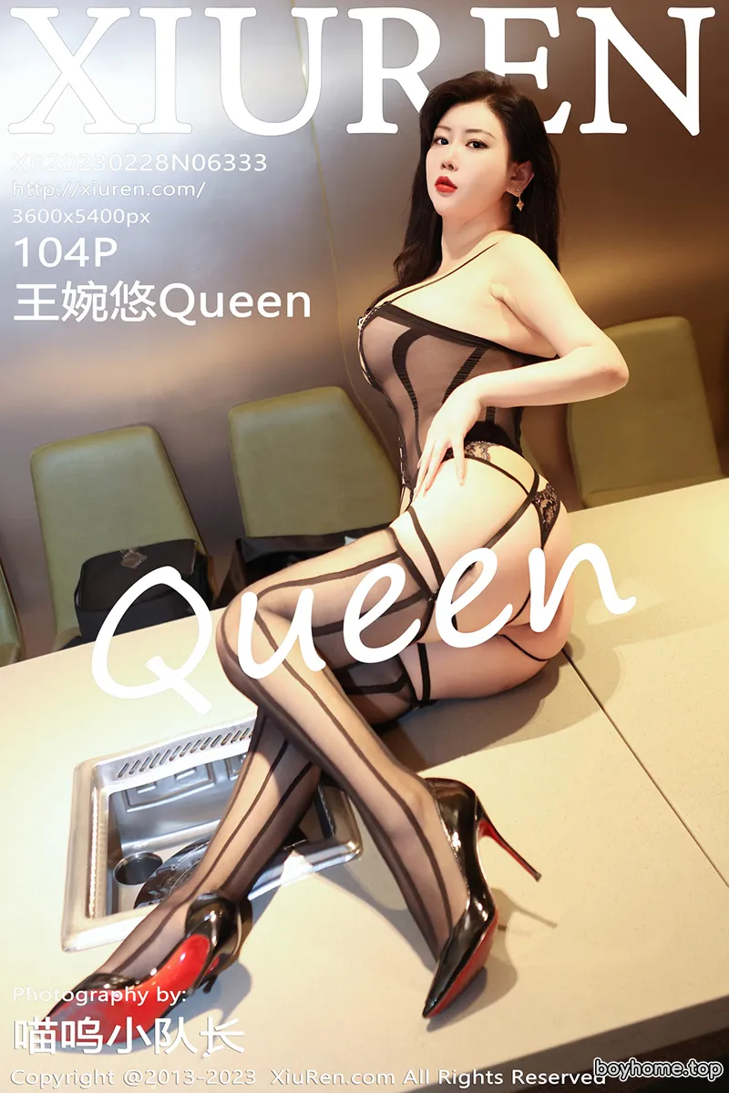 [XiuRen秀人网] No.6333 模特王婉悠Queen性感黑色轻透薄纱情趣服秀丰满身材诱惑写真