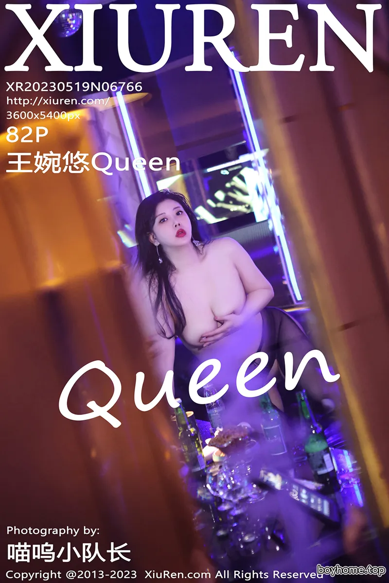 [XiuRen秀人网] No.6766 模特王婉悠Queen性感黑色情趣服配开档黑丝秀惹火身材诱惑写真