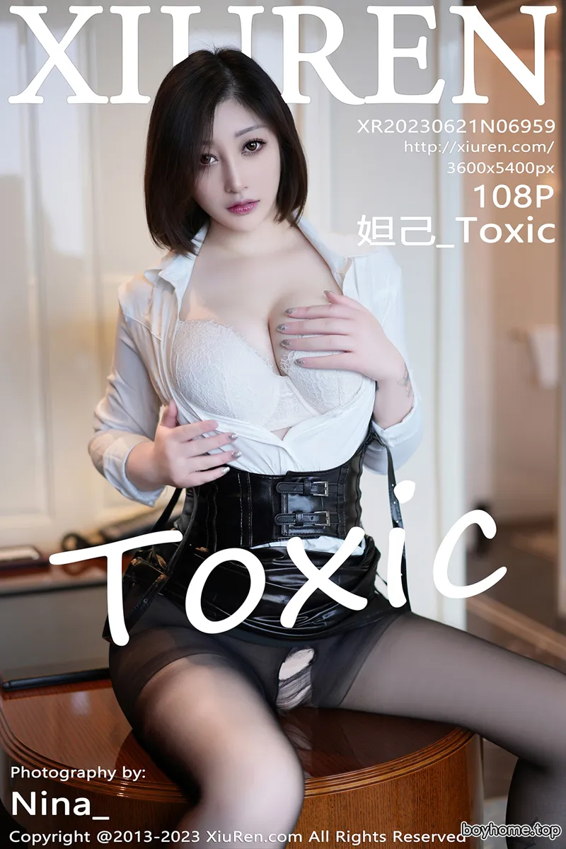 [XiuRen秀人网] No.6959 女神妲己_Toxic性感白色蕾丝内衣配魅惑黑丝秀雪峰美臀诱惑写真