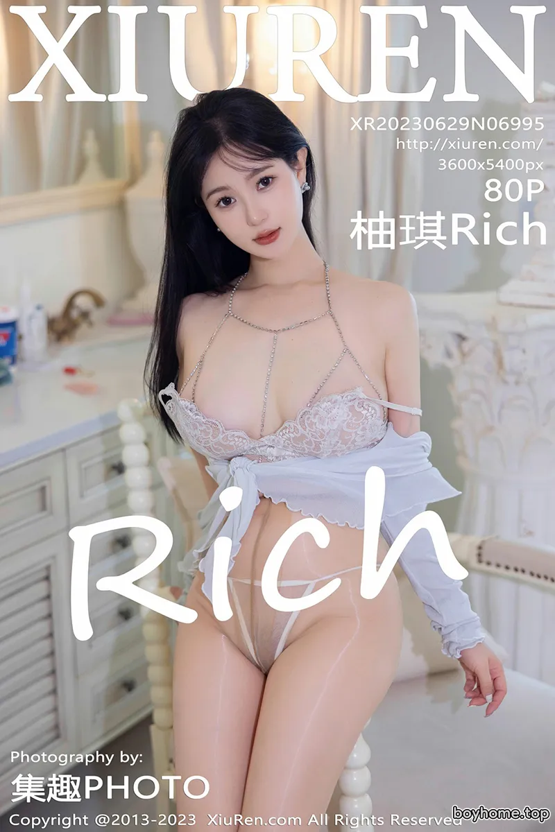 [XiuRen秀人网] No.6995 模特柚琪Rich性格白色蕾丝内衣配超薄肉丝秀曼妙身姿诱惑写真