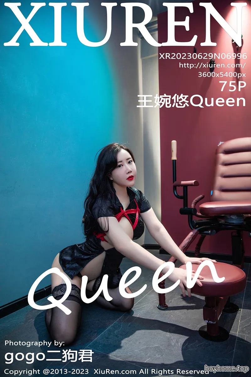 [XiuRen秀人网] No.6996 模特王婉悠Queen捆绑主题性感黑色服饰配超薄黑丝极致魅惑写真