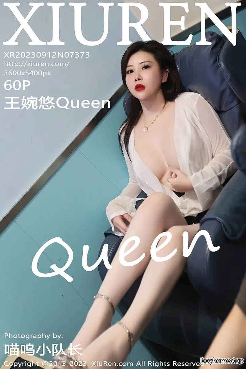 [XiuRen秀人网] No.7373 模特王婉悠Queen白色轻透服饰配黑色短裙露白丝吊袜诱惑写真