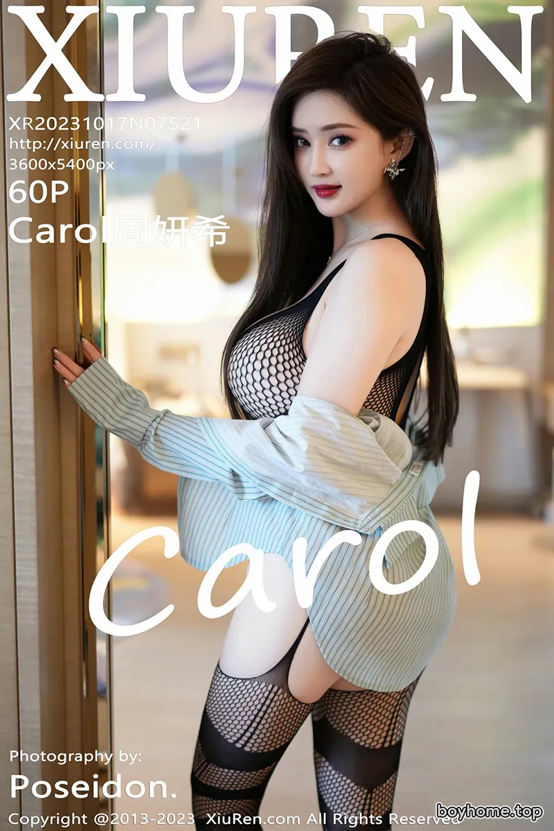 [XiuRen秀人网] No.7521 女神Carol周妍希黑色网格情趣服配黑丝网袜秀丰满身材诱惑写真