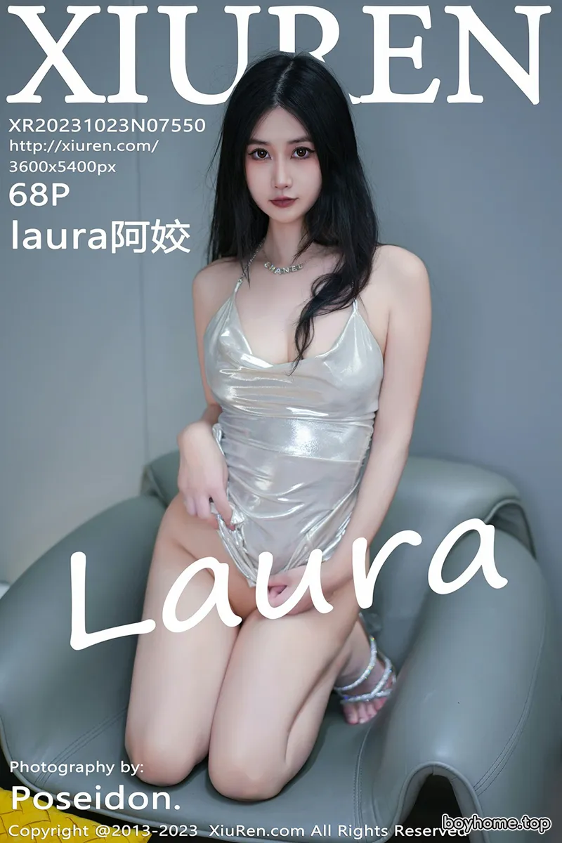 [XiuRen秀人网] No.7550 模特laura阿姣性感银白吊带短裙配银色高跟秀曼妙身姿诱惑写真