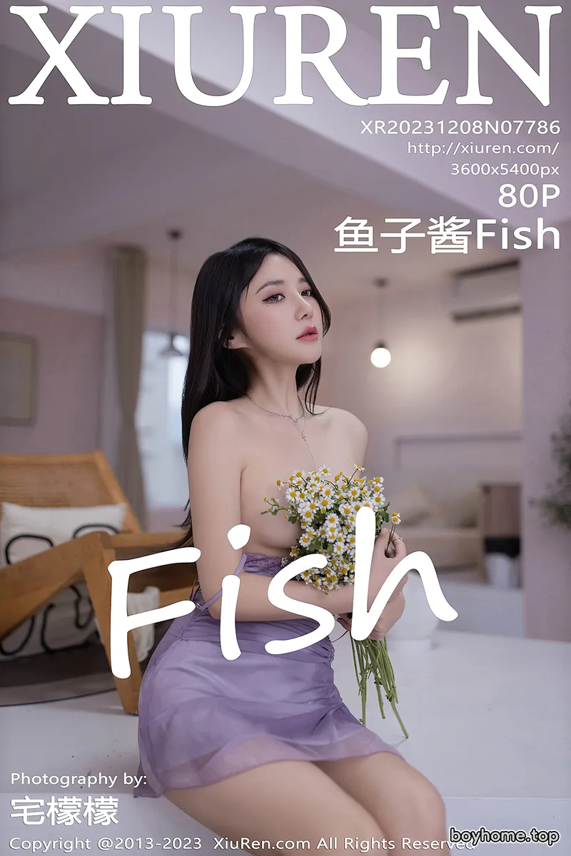 [XiuRen秀人网] No.7786 模特鱼子酱Fish性感紫色吊带连衣短裙半脱秀曼妙身姿诱惑写真