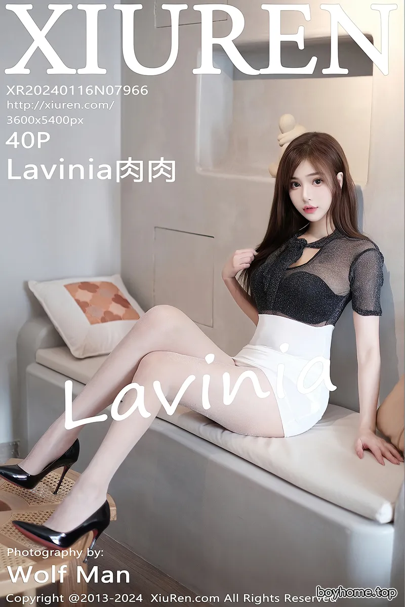 [XiuRen秀人网] No.7966 模特女神Lavinia肉性感黑色薄纱衣配白短裙秀丰满身材诱惑写真