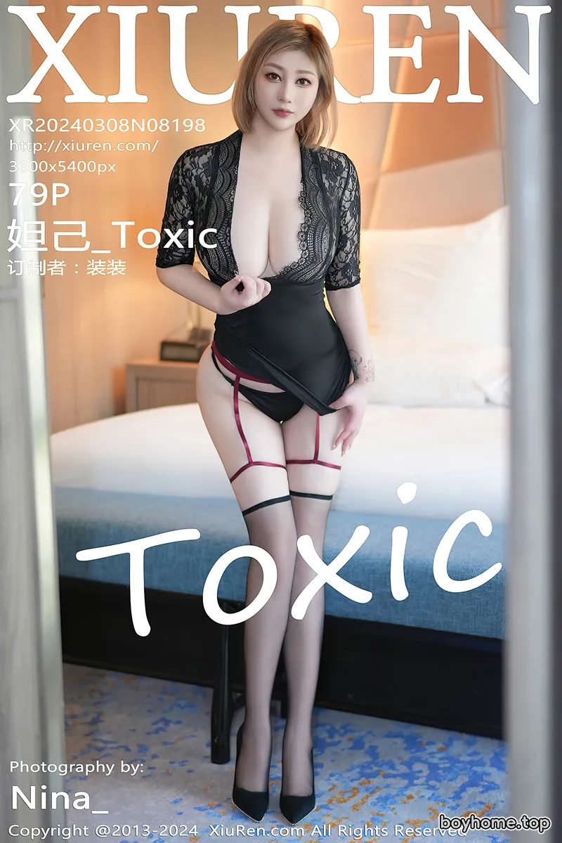 [XiuRen秀人网] No.8198 女神妲己_Toxic性感网纱连衣短裙配黑丝吊袜秀完美身材诱惑写真