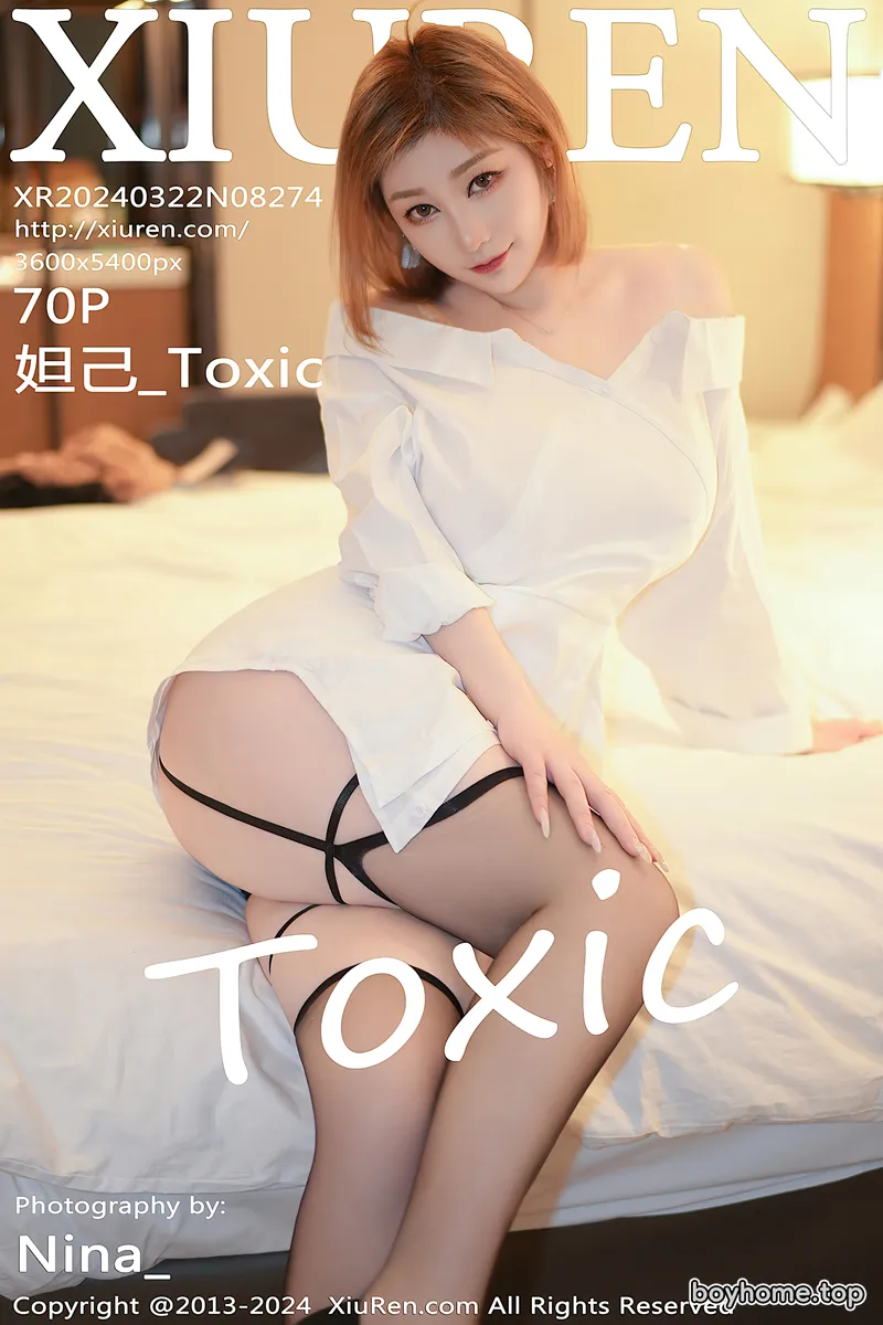 [XiuRen秀人网] No.8274 女神妲己_Toxic私房性感白色衬衫配黑丝吊袜秀丰满身材诱惑写真