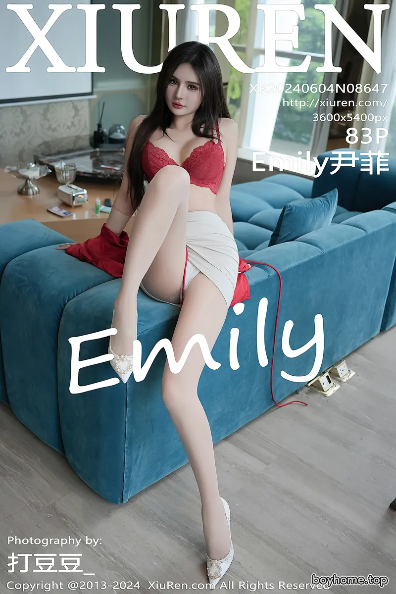 [XiuRen秀人网] No.8647 模特Emily尹菲性感红色蕾丝内衣配超薄白丝秀完美身材诱惑写真