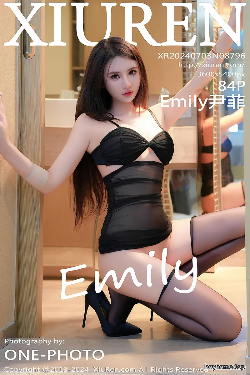 [XiuRen秀人网] No.8796 模特Emily尹菲浴室场景性感黑色情趣内衣配黑丝袜极致诱惑写真