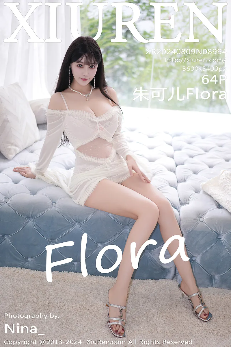 [XiuRen秀人网] NO.8994 女神朱可儿Flora性感白色情趣服饰配蓝尾巴秀丰满身材诱惑写真